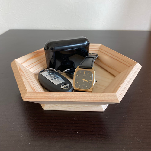 桧木の六角形トレイ（サイズ中） その他ケース MINI-KOUBOU36