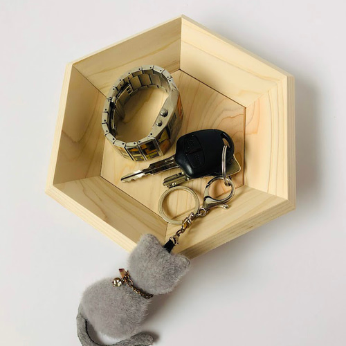 桧木の六角形トレイ（サイズ中） その他ケース MINI-KOUBOU36