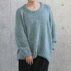 つつむ　手編みモヘアラウンドネックセーター●ツートーンmixダーク c5c3b8f076a76d7eee8687dae71217