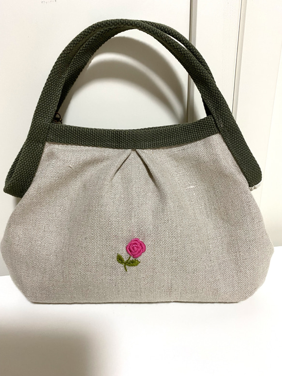 薔薇の手刺繍ミニグラニーバッグ 2枚目の画像