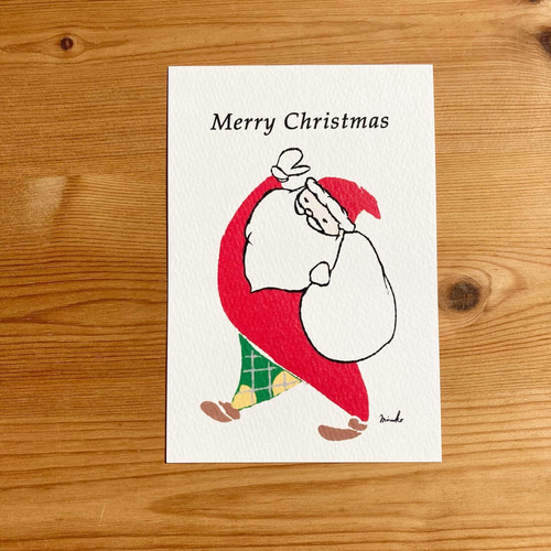 クリスマス】【ポストカード】お洒落なサンタとトナカイの