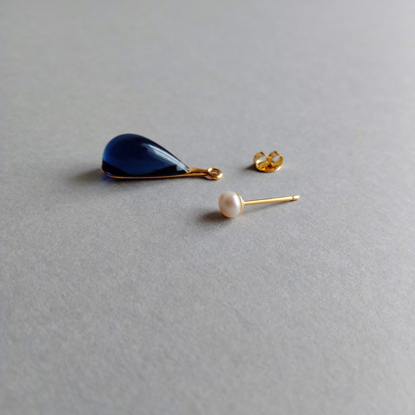 2way  pearl ＋ glass - navy blue (long type) 2枚目の画像