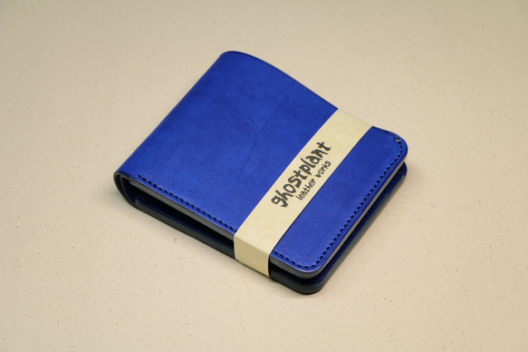 【インポケット二つ折り財布】国産オイル コバルト ED-014 1枚目の画像
