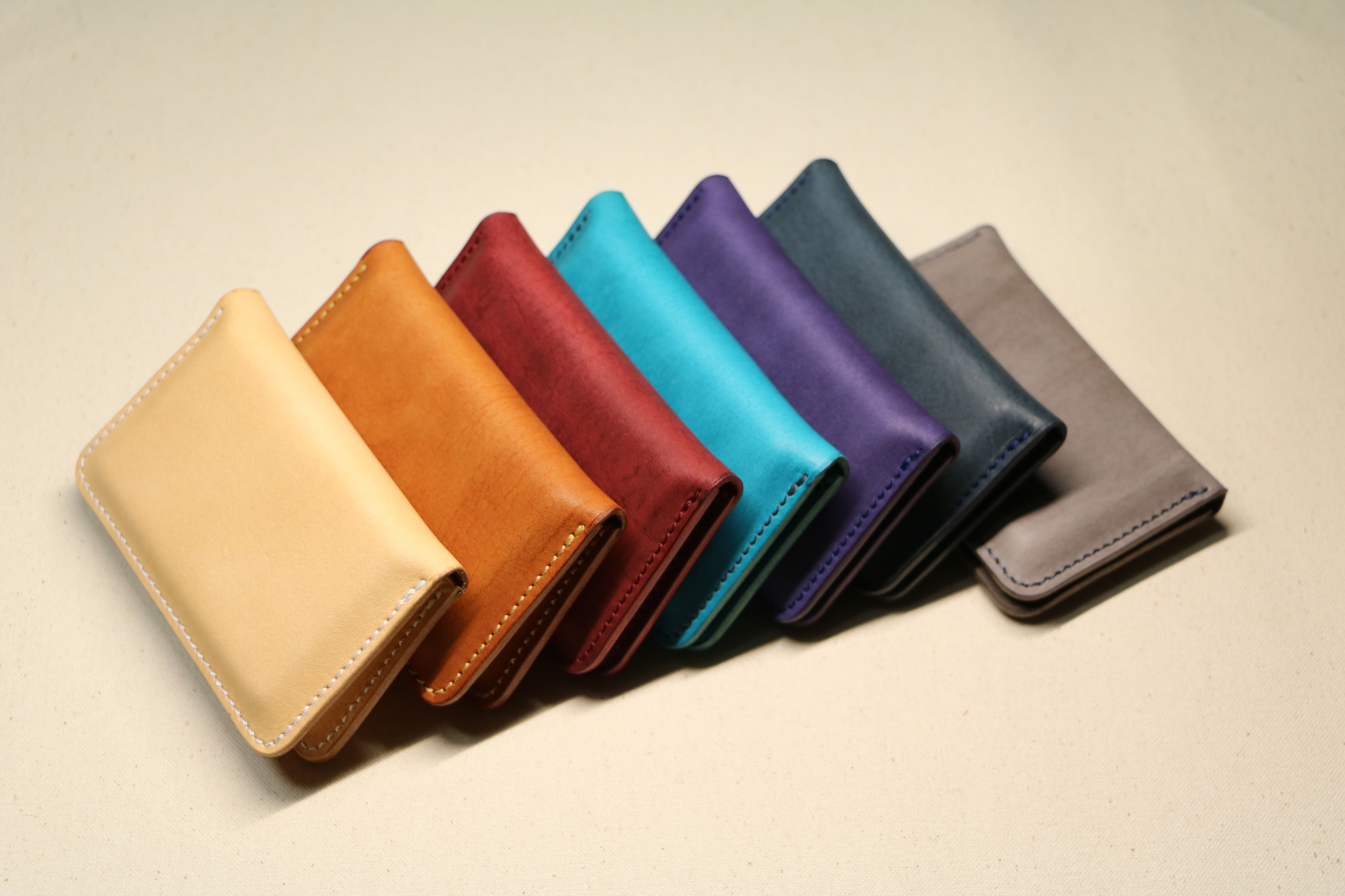 【薄マチ名刺入れ】国産オイル コバルト EC-002