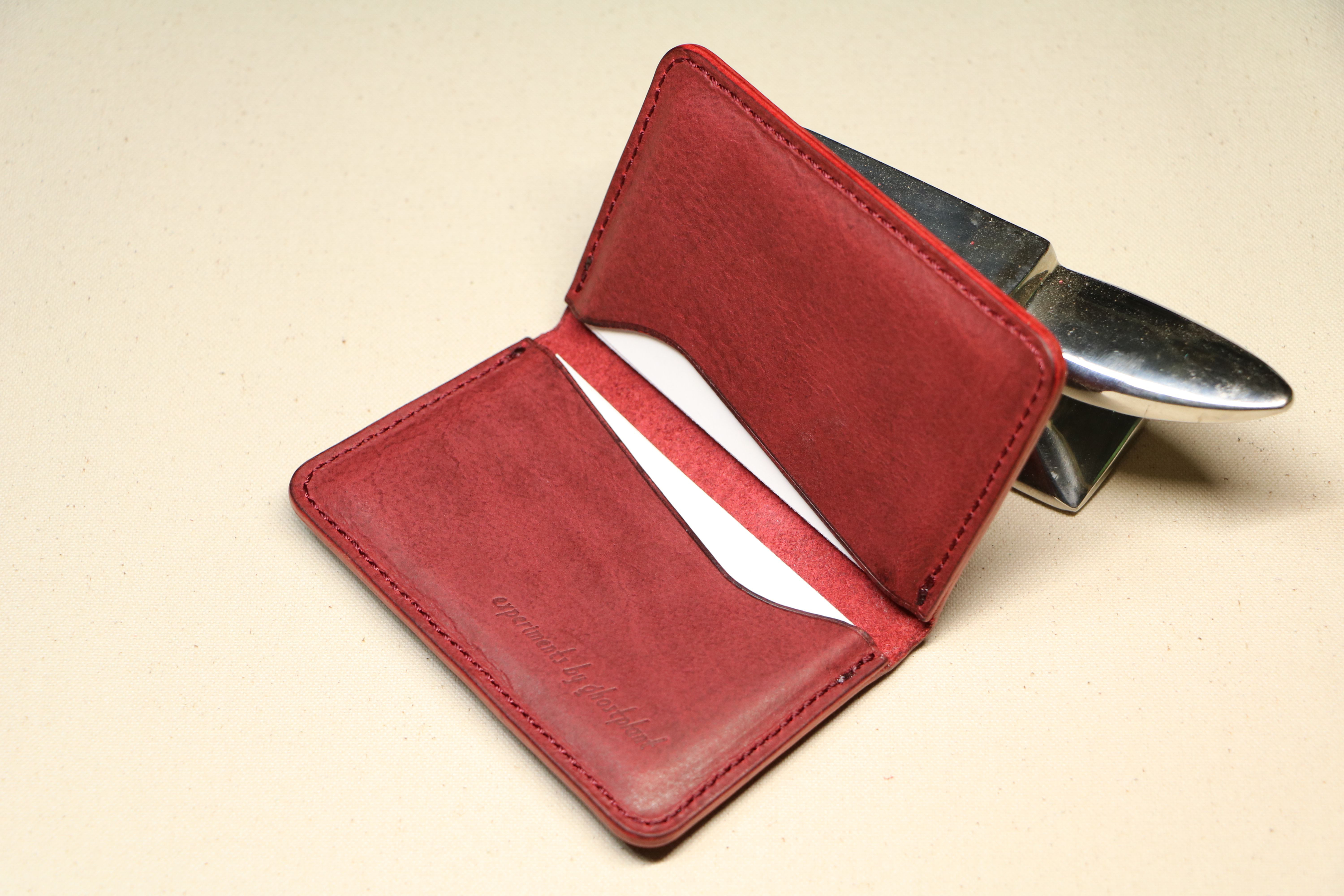 【薄マチ名刺入れ】国産オイル コバルト EC-002