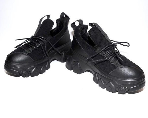 Chunky Heel Platform Sneakers (black) スニーカー ブラック 黒 ストリート 7枚目の画像