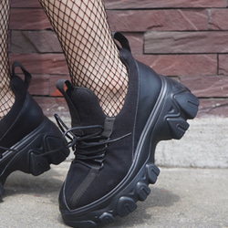 Chunky Heel Platform Sneakers (black) スニーカー ブラック 黒 ストリート 1枚目の画像