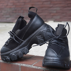 Chunky Heel Platform Sneakers (black) スニーカー ブラック 黒 ストリート 4枚目の画像