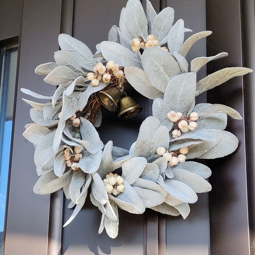 ラムズイヤーのクリスマスリース（再売）/ 北欧風リース、ベルリース