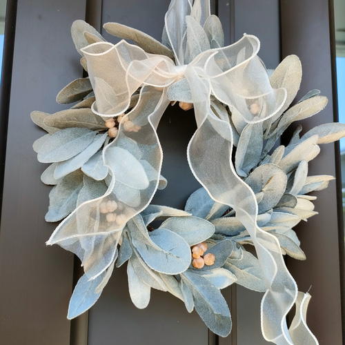 ラムズイヤーとHBスターチスの三日月リース　クレッセントリース ラムズイヤーとHBスターチスの三日月リース クレッセントリース