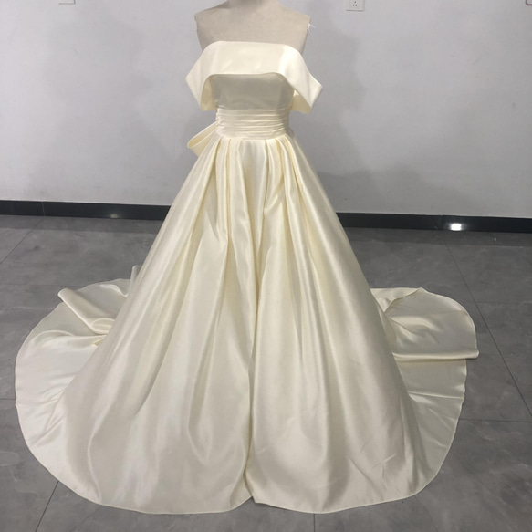 高品質！ パーティードレス ベアトップ 可愛い 光沢サテン 绮丽な  