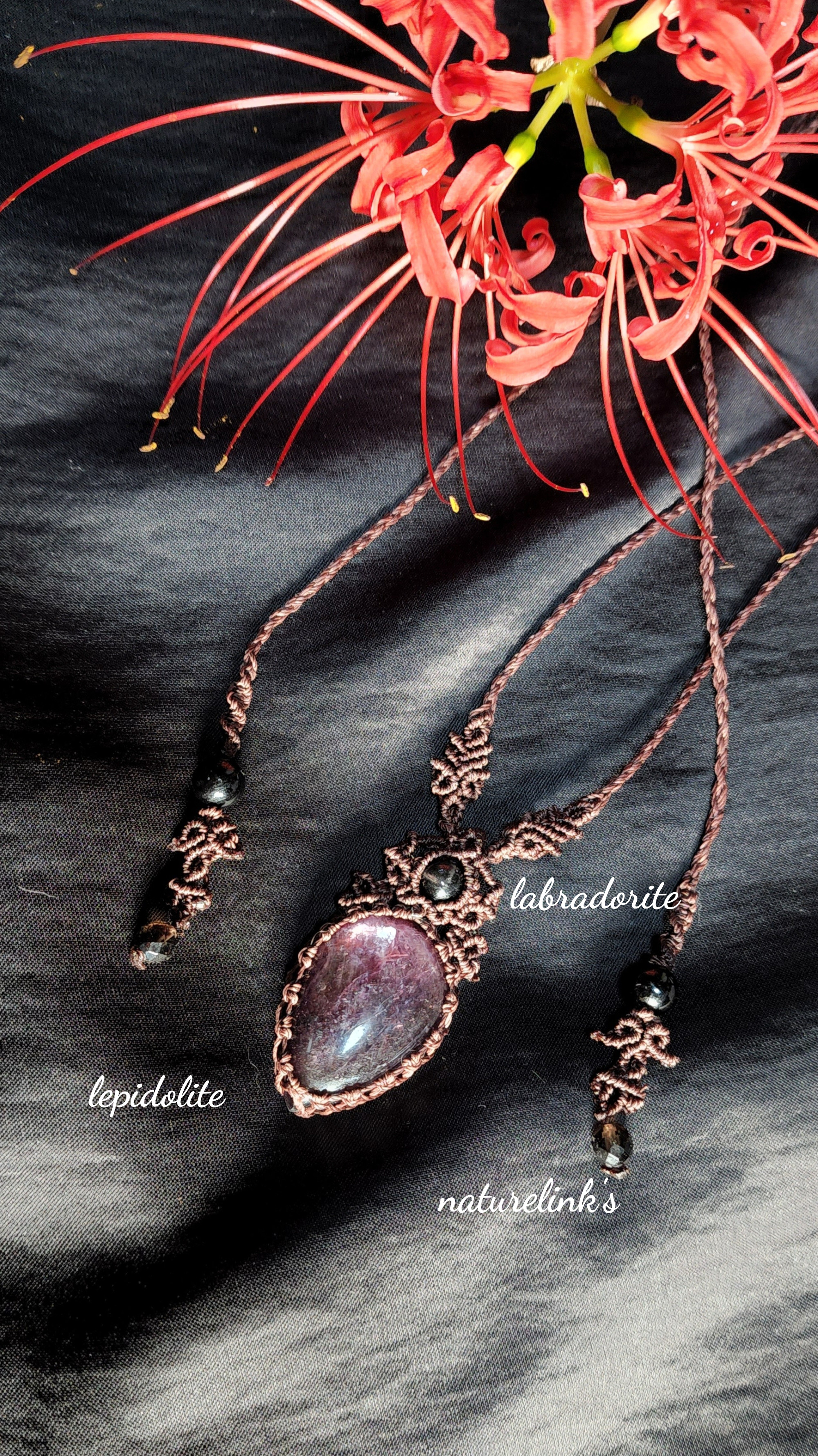 【クイーン】レピドライト　シンプルで飾り　ネックレス　n127