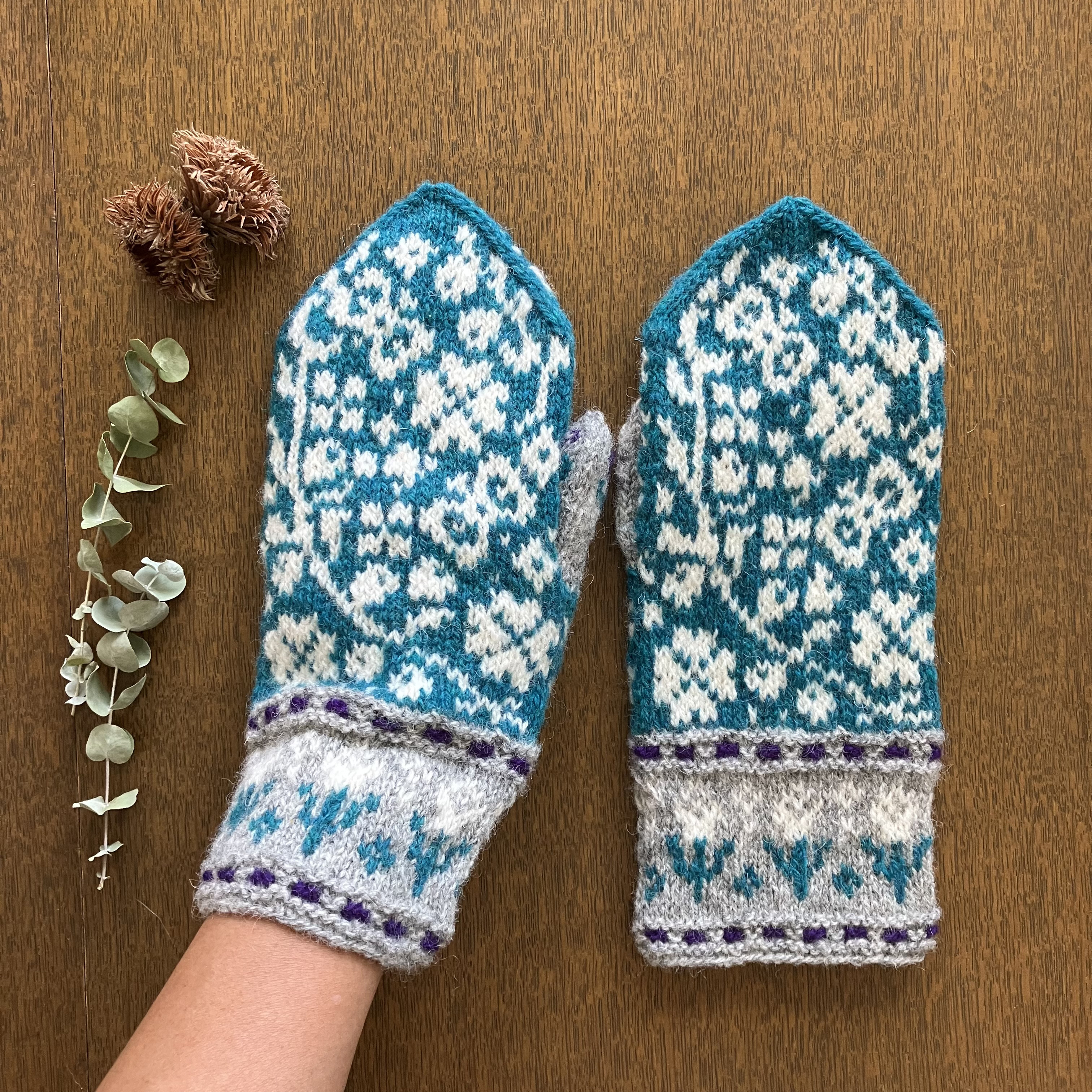 蝶々とお花のミトン