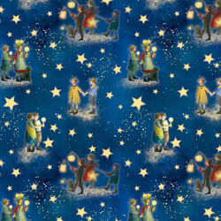 新柄入荷！クリスマス生地！お洒落！『acufactum　アクファクタム　夜の星たち　150㎝巾』～約50㎝単位でカット～ 6枚目の画像