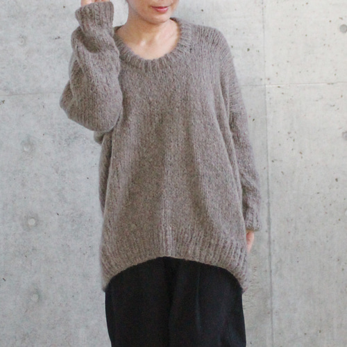つつむ　手編みモヘアラウンドネックセーター●ミント c5c3b8f076a76d7eee8687dae71217