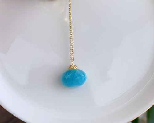 天然無処理ラリマー ペンダントトップ k18 No788