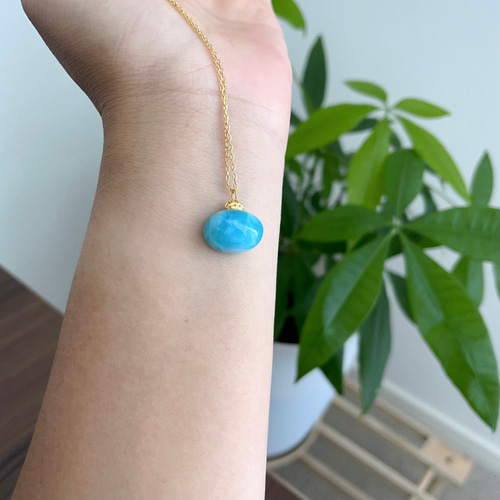 天然無処理ラリマー ペンダントトップ k18 No888