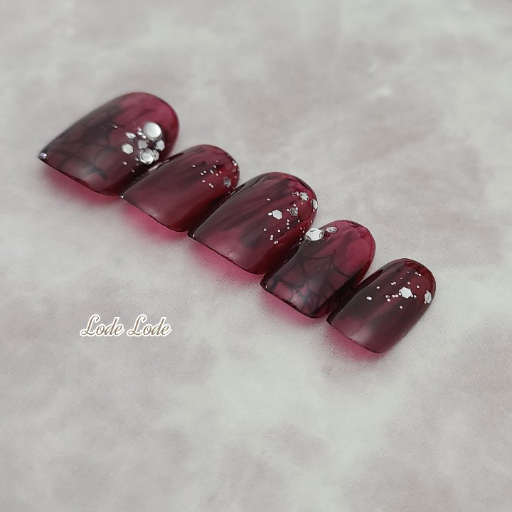 SK003 蜘蛛の巣シルバー×ブラックネイルシール