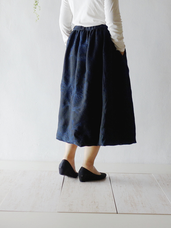 ウールガーゼ【バルーンスカート】刺繍　仕事　デザインスカート　 5枚目の画像