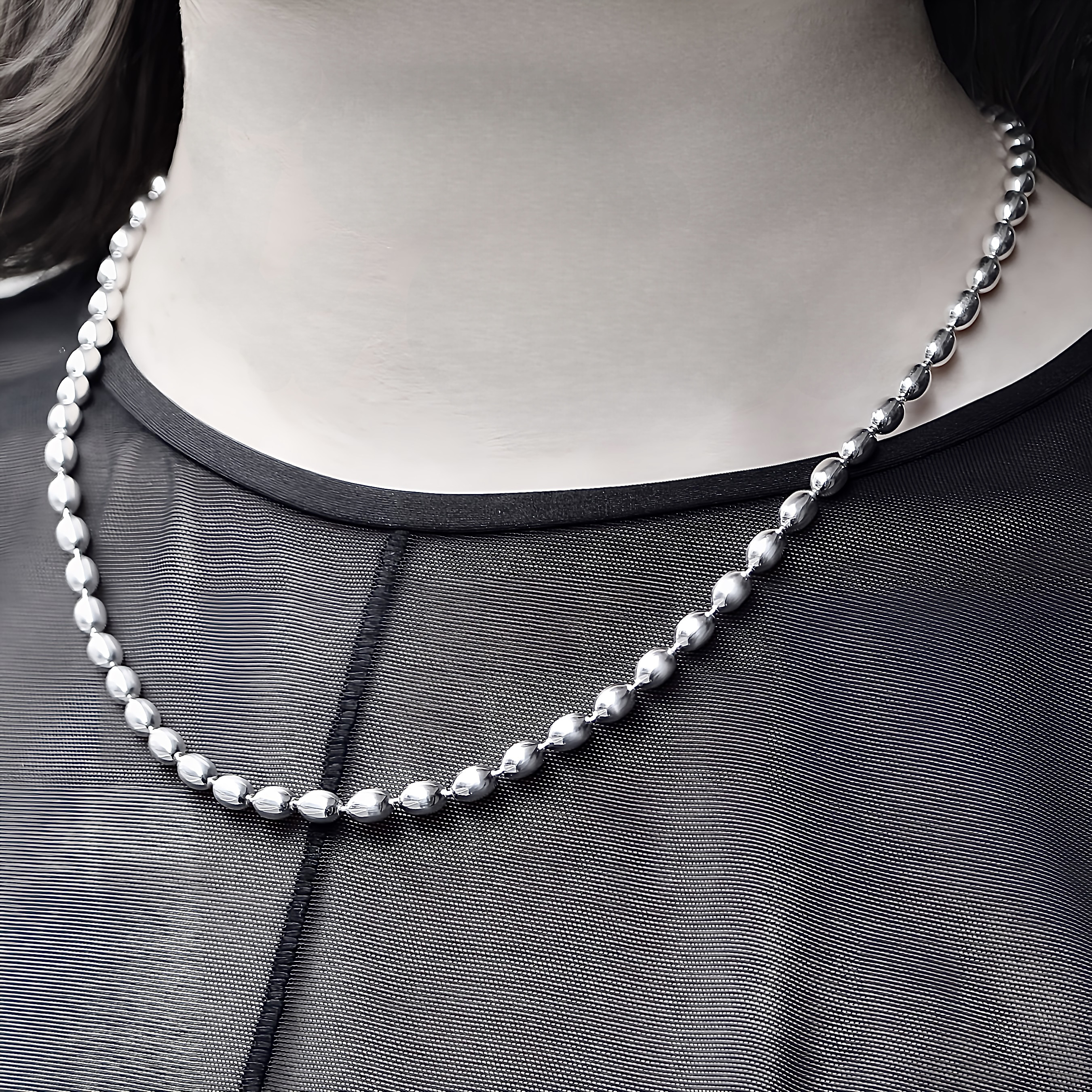 Oval ball chain necklace (m) / SV925