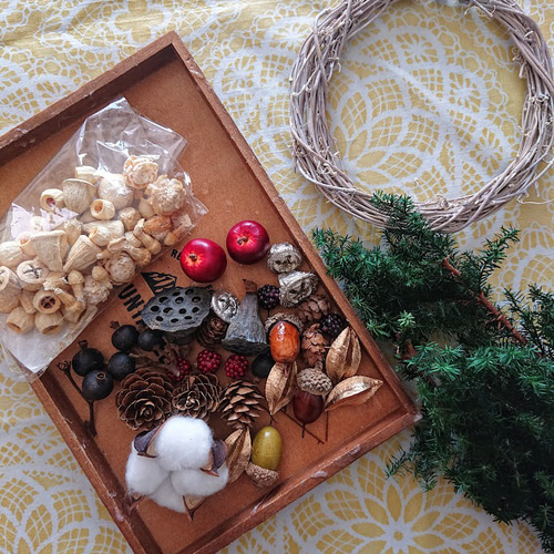 【ハンドメイド】木の実のリース　約４０センチ　大型 ハンドメイド】木の実のリース約40センチ大型