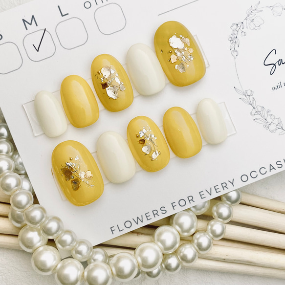 マスタードイエロー ネイルチップ マスタードイエローのオリエンタルネイル- ネイルチップ専門店ミチネイル