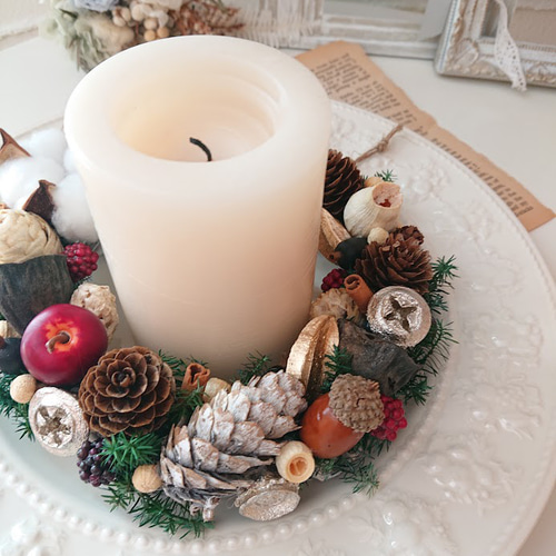 完成品》ごろっと木の実のクリスマスリース（17㎝） リース クリスマス