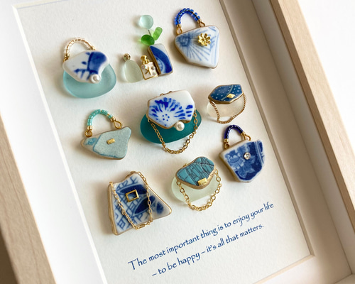 ＊大人BLUEのムーン＊シーグラスアート ④＊大人ブルー♡ムーン＊シーグラスアート 大人BLUEのムーン