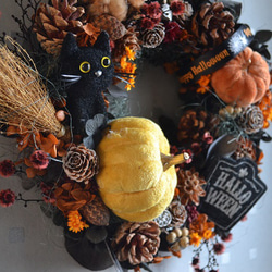 黒猫とかぼちゃのハロウィンwreath 7枚目の画像