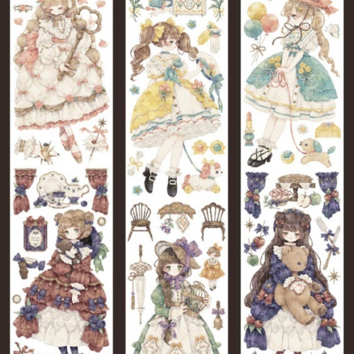 ✩再販✩J192＃洋服千金(虹光)Shine切り売り海外人物マステ女の子 ✩再販✩J192＃洋服千金(虹光)Shine切り売り海外人物マステ女の子