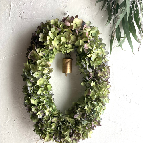 1.アキイロ紫陽花オーバルリース 1.アキイロ紫陽花オーバルリース