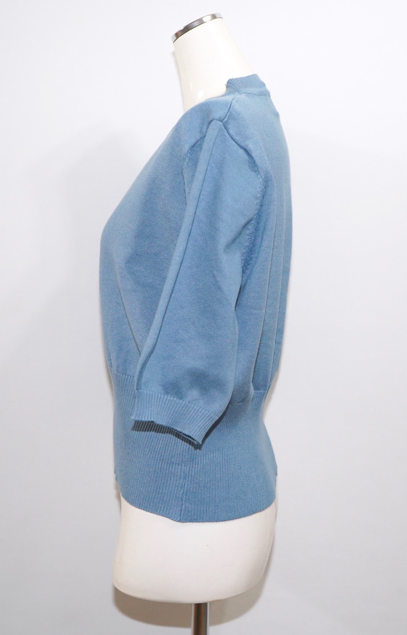 Puff Sleeve Knit Tops (baby blue) ニットセーター ブルー 青 ストリート 5枚目の画像