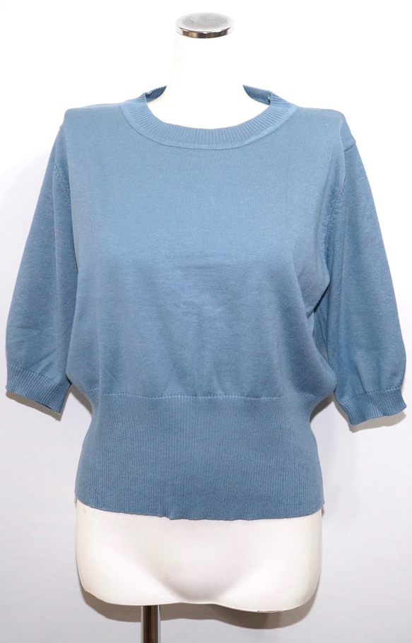 Puff Sleeve Knit Tops (baby blue) ニットセーター ブルー 青 ストリート 4枚目の画像