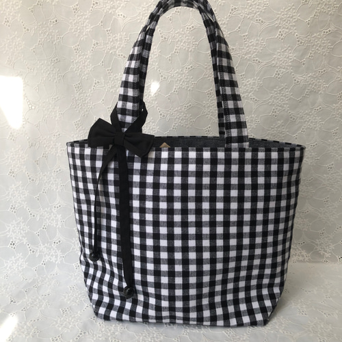ファミリア　トートバッグ　縦長　ブラック　トート　ギンガムチェック　黒 トートバッグ｜ファミリア公式オンラインショップ | ファミリア公式サイト
