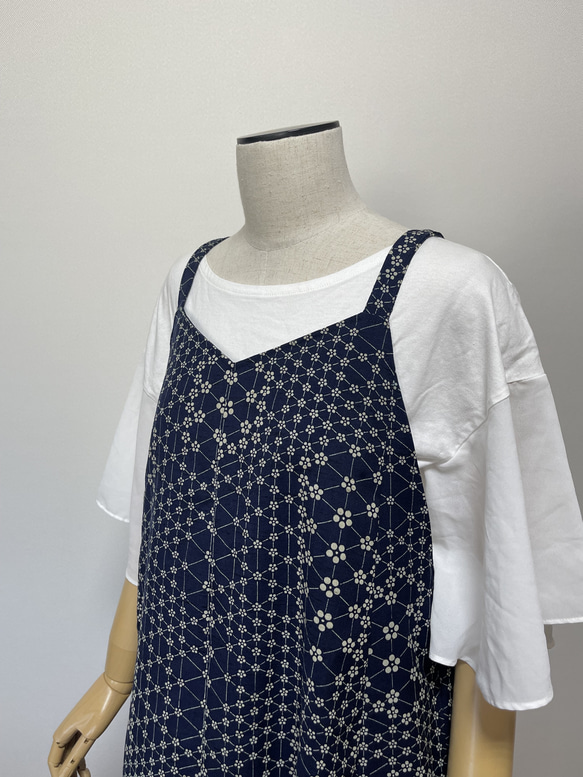 着物リメイク 梅柄のキャミソールワンピース フリーサイズ 3枚目の画像