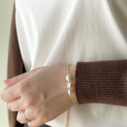 送料無料】淡水パールブレスレット ギフト プレゼント フリーサイズ