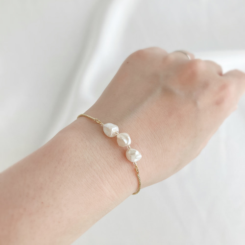 送料無料】淡水パールブレスレット ギフト プレゼント フリーサイズ