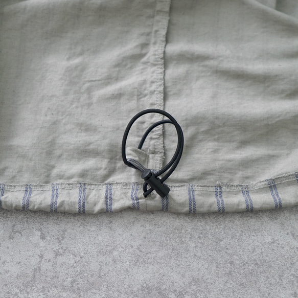 2way 變形褶邊裙/卡其色/Mikawa 紡織半亞麻條紋 第7張的照片