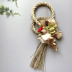 早割お正月2024】ダブルリースしめ縄飾り＊木の実を使った天然素材