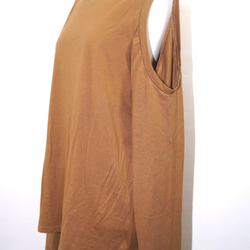 Open Shoulder L/S T-shirts (Light brown) 長袖Ｔシャツ ブラウン カジュアル 8枚目の画像