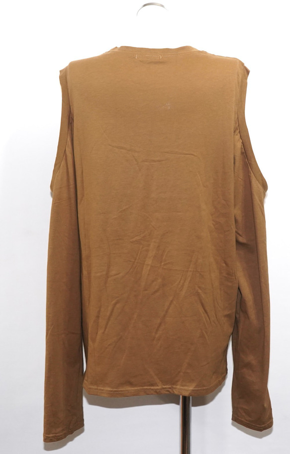 Open Shoulder L/S T-shirts (Light brown) 長袖Ｔシャツ ブラウン カジュアル 7枚目の画像