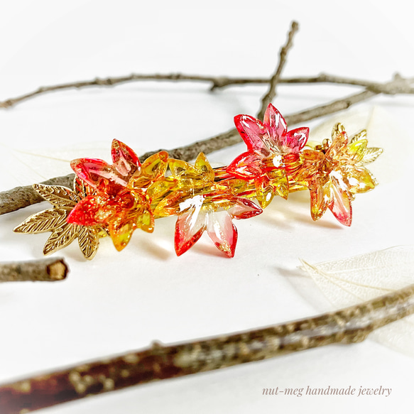 秋に溶け込む、透明紅葉のバレッタ 5枚目の画像