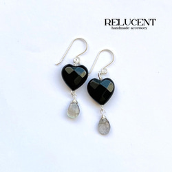 天然石ピアス　オニキス×ラブラドライト　silver925　pierced earrings 1枚目の画像