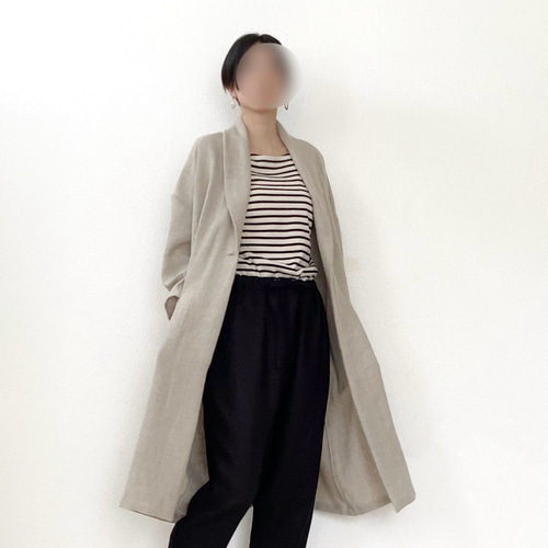 新品えみおわすリネンコート リネンコットンのロングコート｜えみおわす
