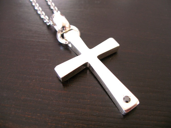 仁尾彫金 『一つ星ダイヤビッグシルバークロスチェーン無し