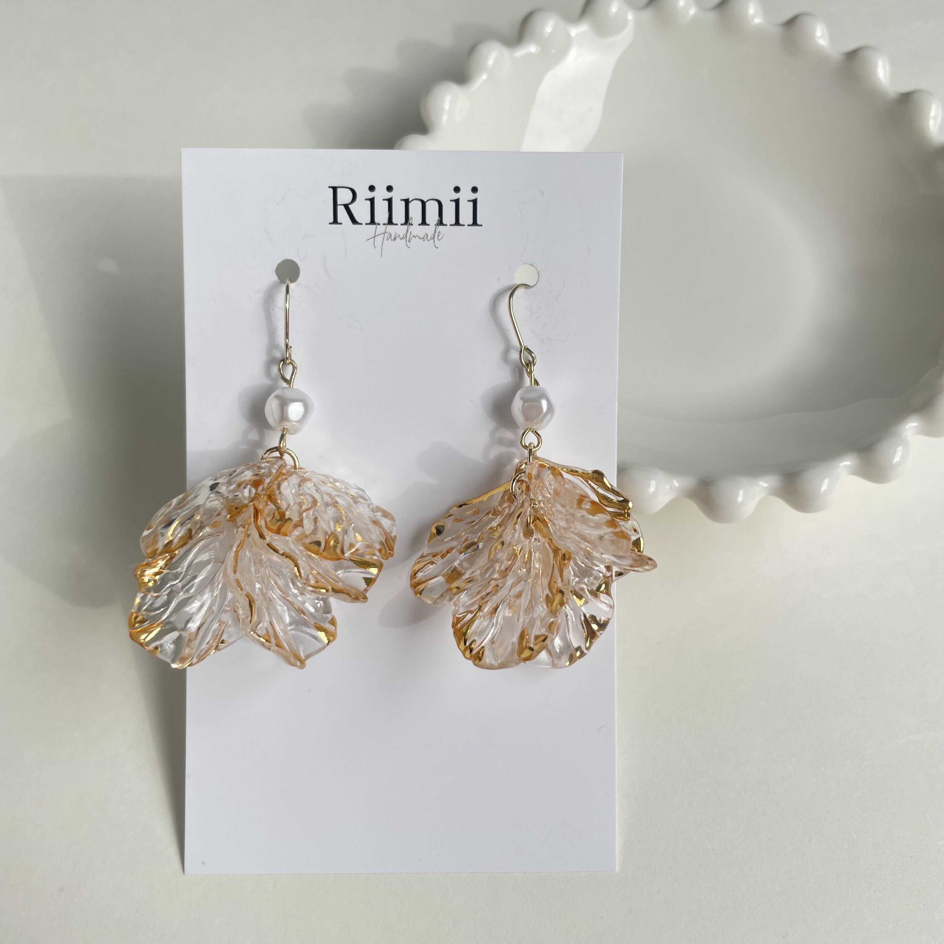 (184)パール　一粒　シンプル　ゴールド　ハンドメイドピアス　イヤリング