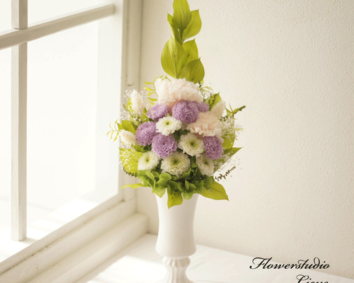 プリザーブドフラワー仏花　一対　輪菊ラズベリー　(花器なし) プリザーブドフラワー仏花 一対 輪菊ラズベリー (花器なし) 花束