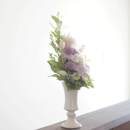 仏花】高さ40㎝ カーネーションと菊の仏花（紫×紫） 全てプリザーブド
