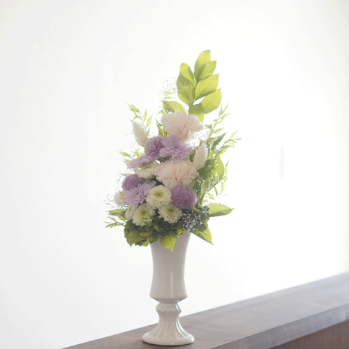 仏花】高さ40㎝ カーネーションと菊の仏花（紫×紫） 全てプリザーブド