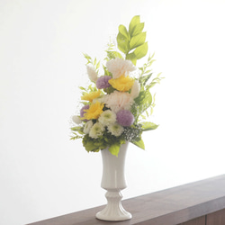 【仏花】高さ40㎝　カーネーションと菊の仏花（黄×紫）　全てプリザーブドフラワーを使用してます。 6枚目の画像